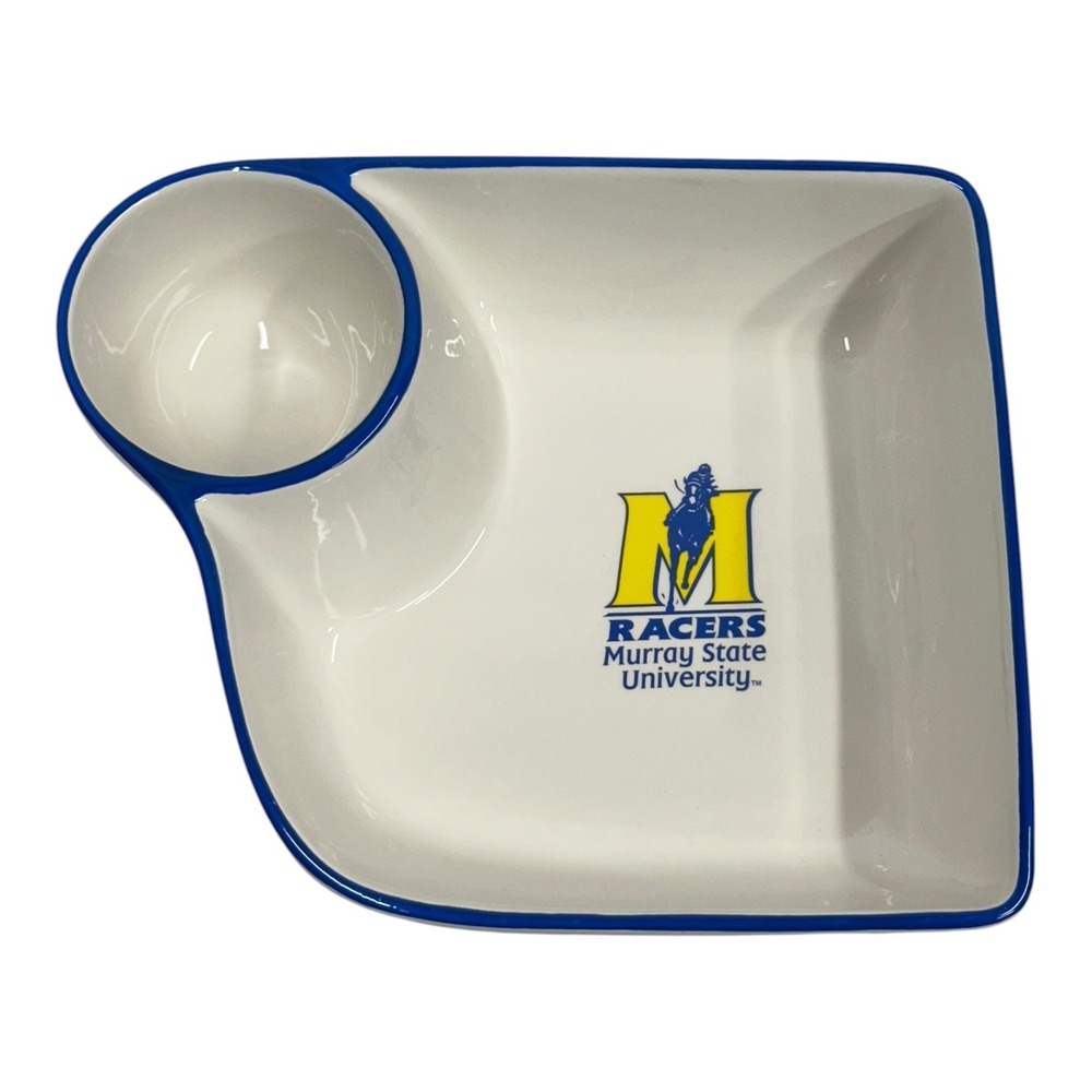 Oggi Murray State University Racers Chip and Dip Ceramic Serving Bowl White Blue